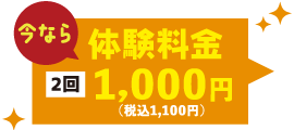 今なら体験料金 月2回1,000円（税込1,100円）