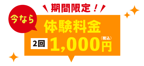 今なら体験料金 月2回1,000円（税込1,100円）