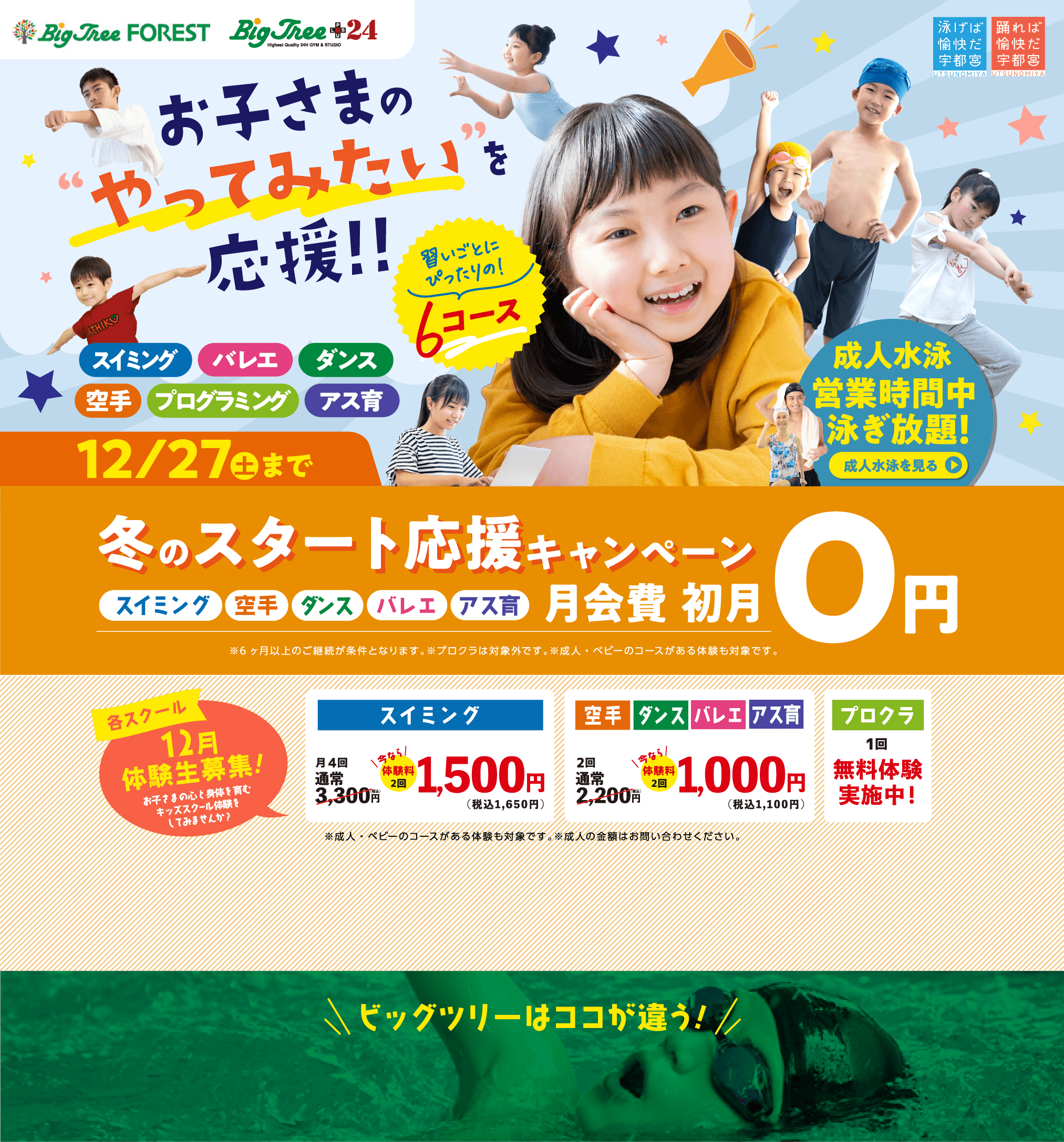 ビッグツリー お子さまのやってみたいを応援!! 冬の入会キャンペーン！ 2025 12/27（土）まで!
