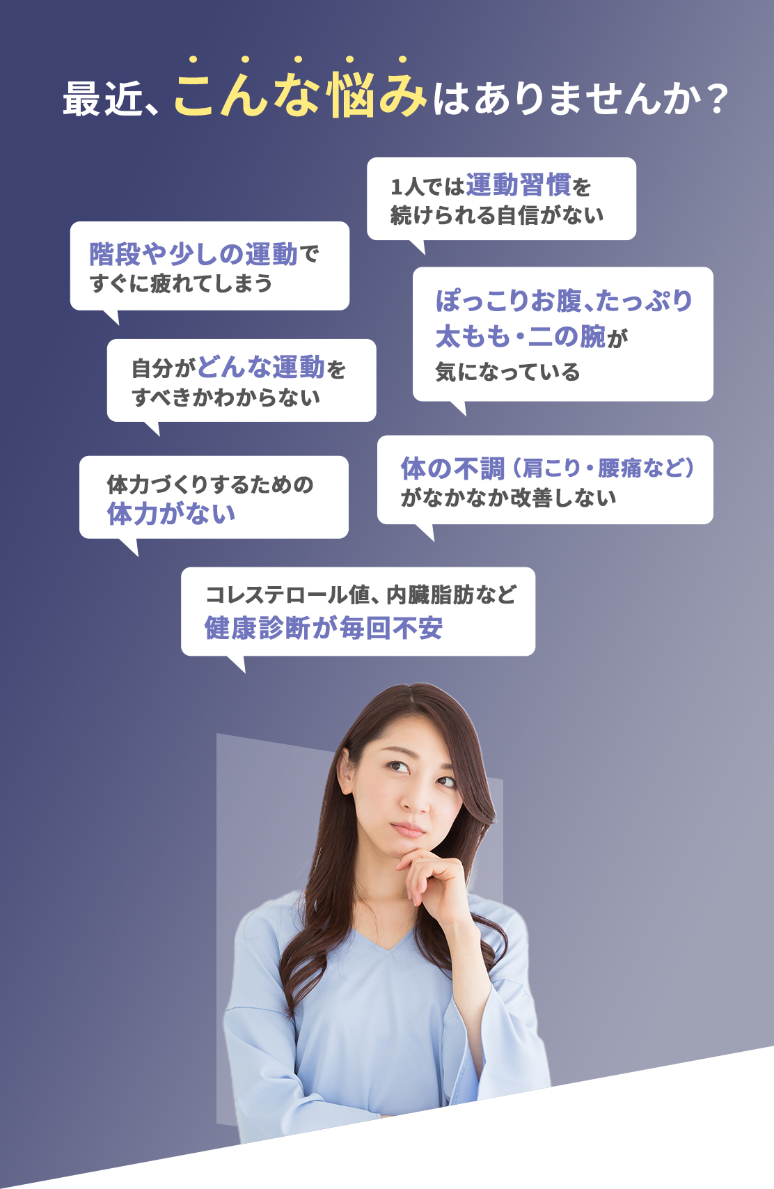 最近、こんな悩みはありませんか？
