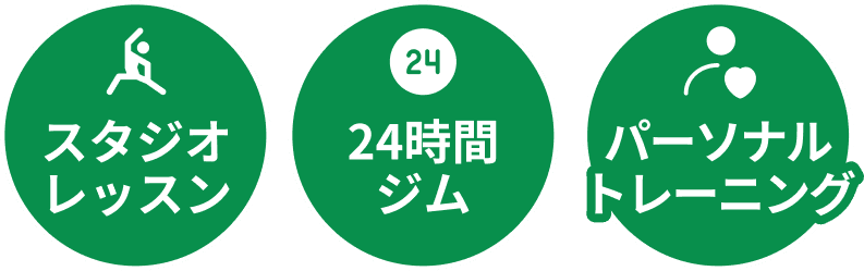 スタジオレッスン・24時間ジム・パーソナルトレーニング